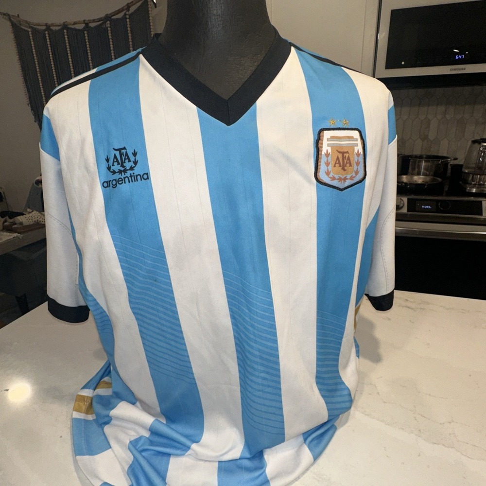 Lionel Messi Argentina #10 Jersey Men's XL Blue White Soccer Football Shirt